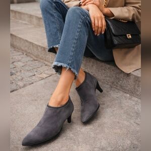 Ecco Gray Pointy Sleek Heel Bootie Size 41 (10-10.5) Syle 263923 NIB